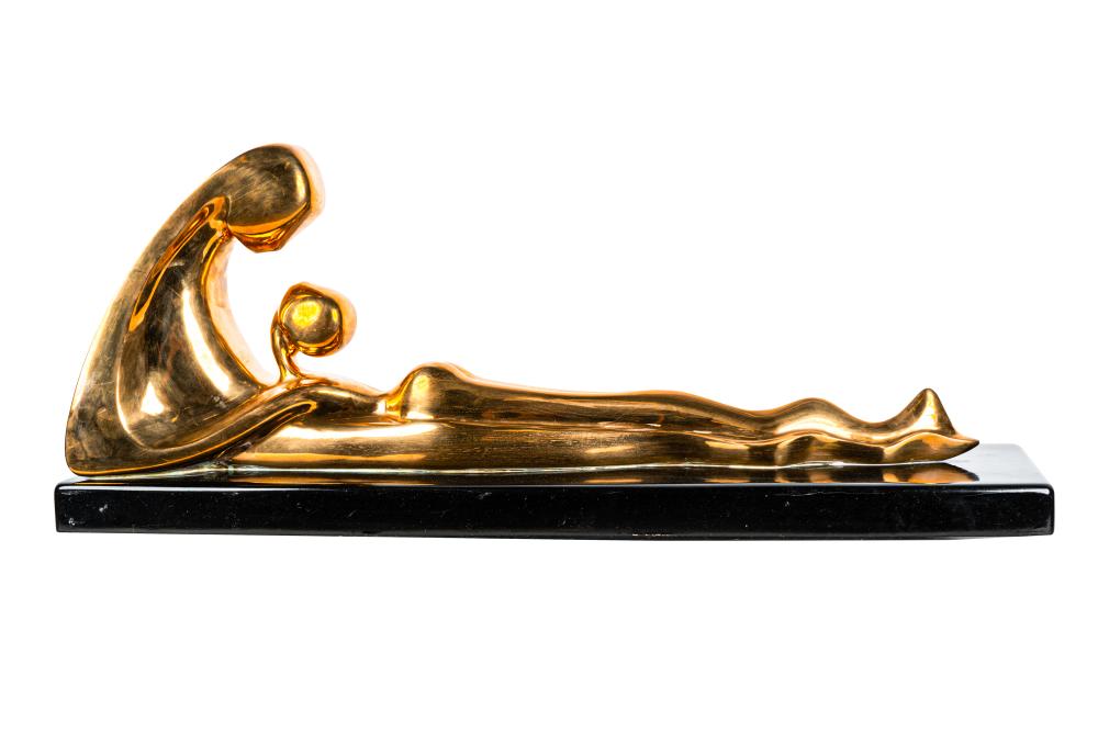 Appraisal: GEORGES CHARPENTIER B RECLINING WOMANpolished bronze with gold patina signed