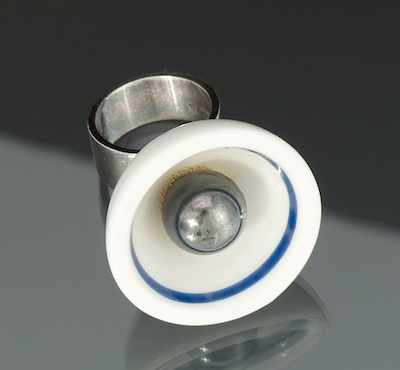 Appraisal: A Danish Royal Copenhagen Sterling Silver and Porcelain Ring Sterling