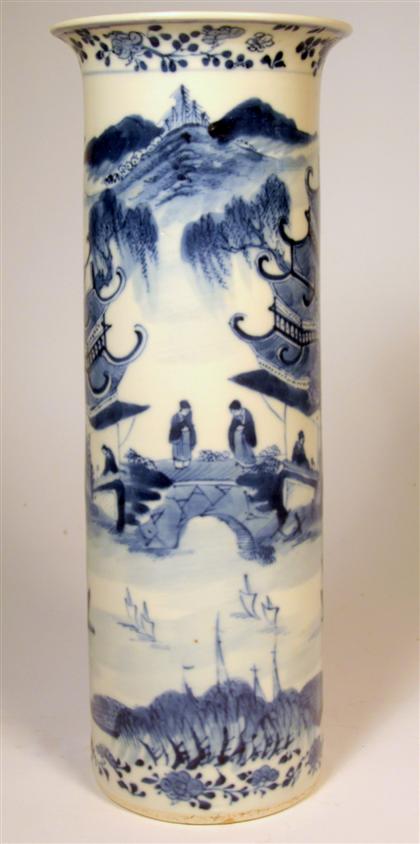 Appraisal: Chinese blue and white porcelain beaker vase Kangxi mark to