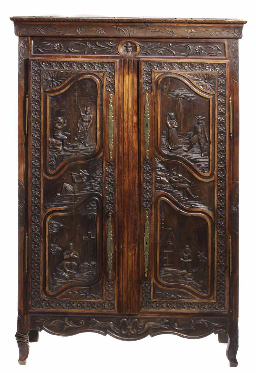 Appraisal: A French Provincial oak armoire probably Normandy th centuryheight in