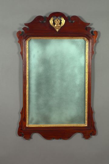 Appraisal: Large George V Carved and Parcel-Gilt Mahogany Looking Glass in