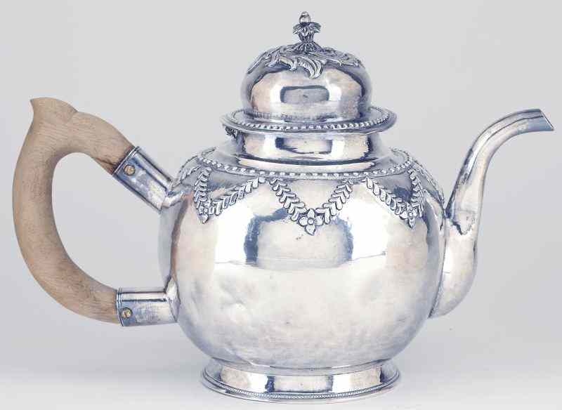 Appraisal: Chinese Silver Teapot mid- th centuryno hallmarks spherical form with