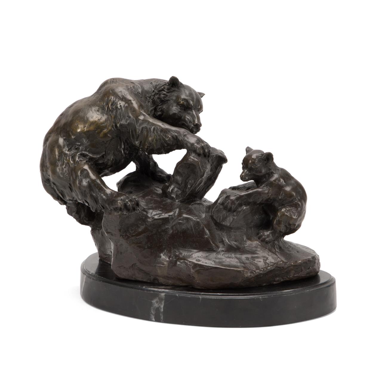 Appraisal: AFTER C M RUSSELL BLACK BEARS BRONZE After Charles Marion