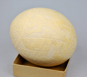 Appraisal: Mid th century figural carved ostrich egg cm diameter