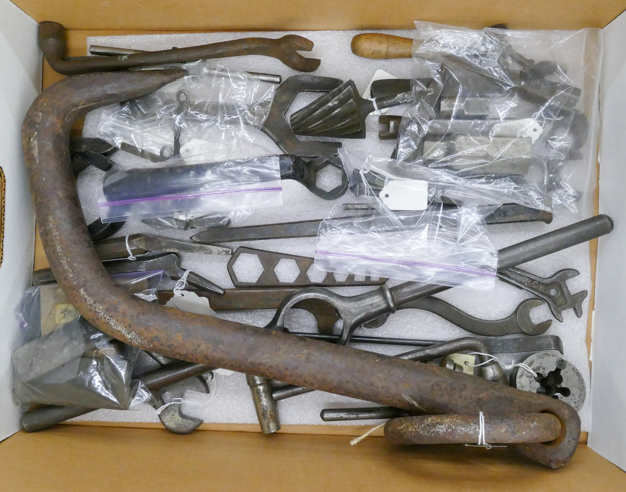 Appraisal: Large Box Antique Automotive Tools Etc