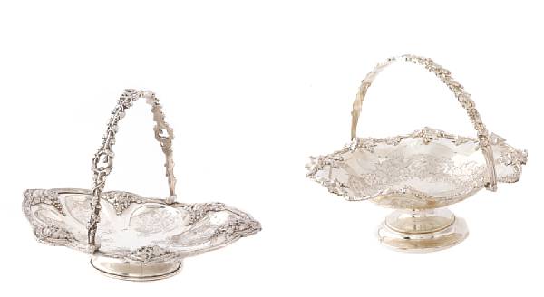 Appraisal: Two plated vintage pattern fruit baskets with swing handles The