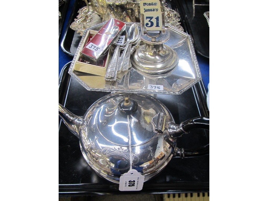 Appraisal: Tray lot of EP - teapot tazza inkwell etc