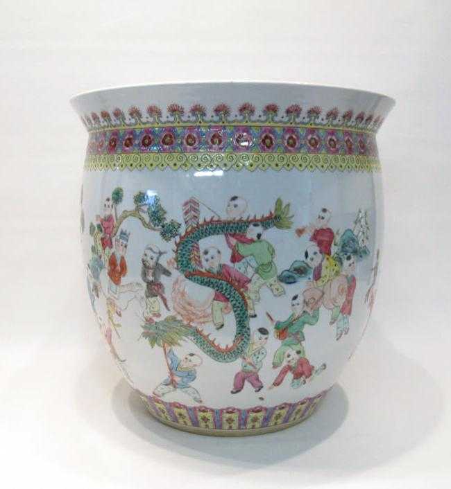 Appraisal: CHINESE PORCELAIN JARDINIERE depicting children playing in a ceremonial procession