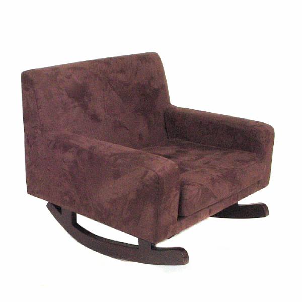 Appraisal: A contemporary brown ultra suede upholstered rocking chair height in