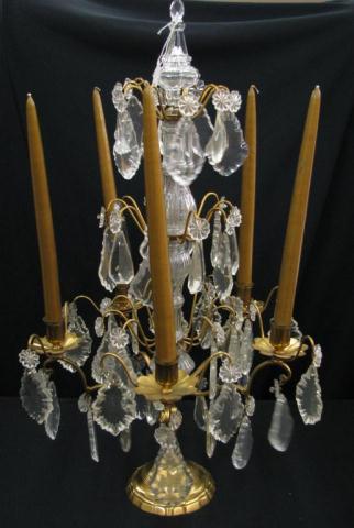 Appraisal: Crystal and Brass Five Branch Candelabra with crystal prisms ''