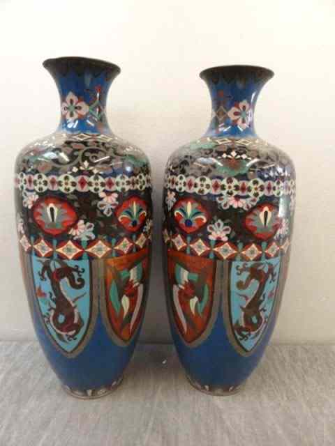 Appraisal: Pair of Japanese Cloisonne Vases From a Larchmont NY estate