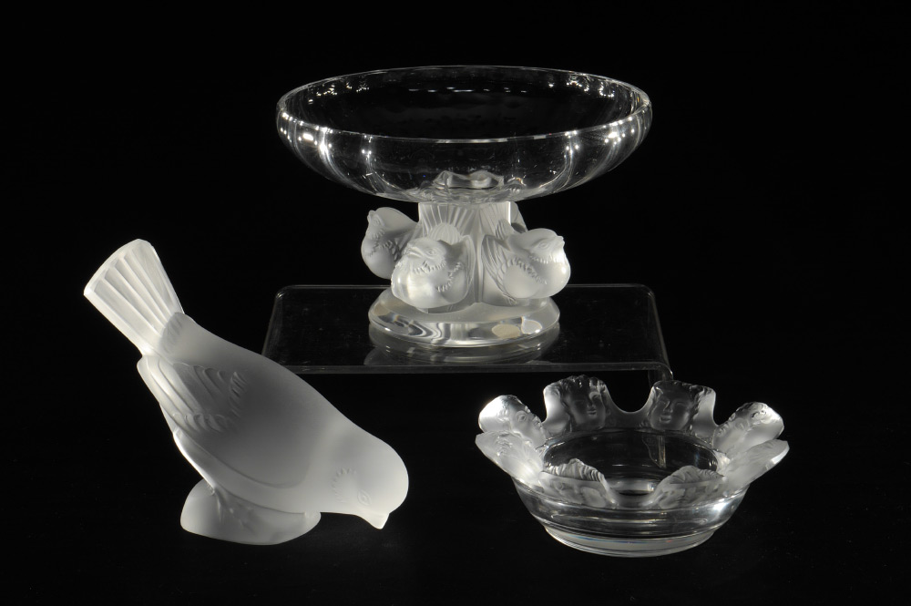 Appraisal: PIECE LALIQUE CRYSTAL ITEMS pieces total to include Moineau figural