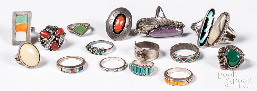 Appraisal: Group of Native American Indian silver rings Group of Native