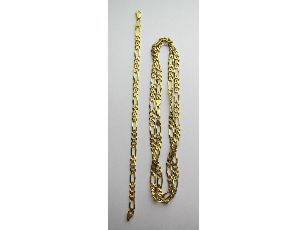 Appraisal: Lot comprising ct gold figaro link neckchain and bracelet Gross