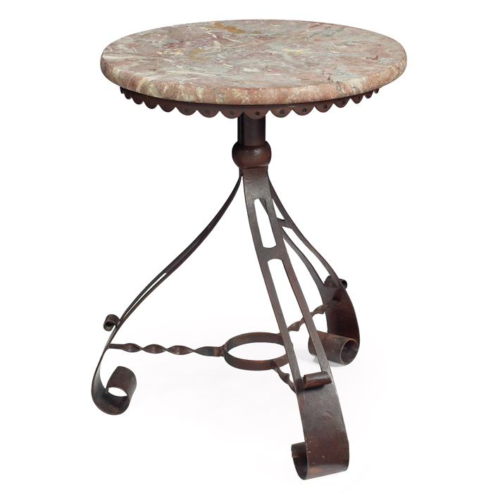 Appraisal: Arts Crafts period table circular marble top on a twisted