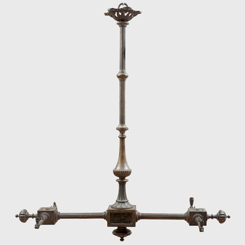 Appraisal: Victorian Bronze Four-Light Billiard Chandelier x in Sold Christie's London