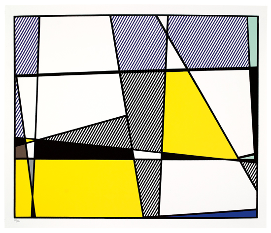 Appraisal: ROY LICHTENSTEIN Cow Triptych Cow Going Abstract Set of color