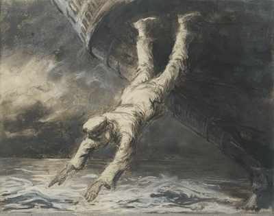 Appraisal: Frederick Coffay Yohn American - Illustration -Then Dived Overboard Charcoal