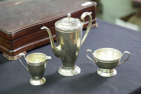 Appraisal: THREE PIECE STERLING SILVER TEA SET By International and having