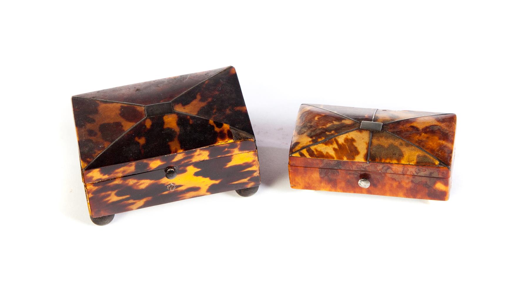 Appraisal: TWO SMALL TORTOISE SHELL BOXES European mid th century Both