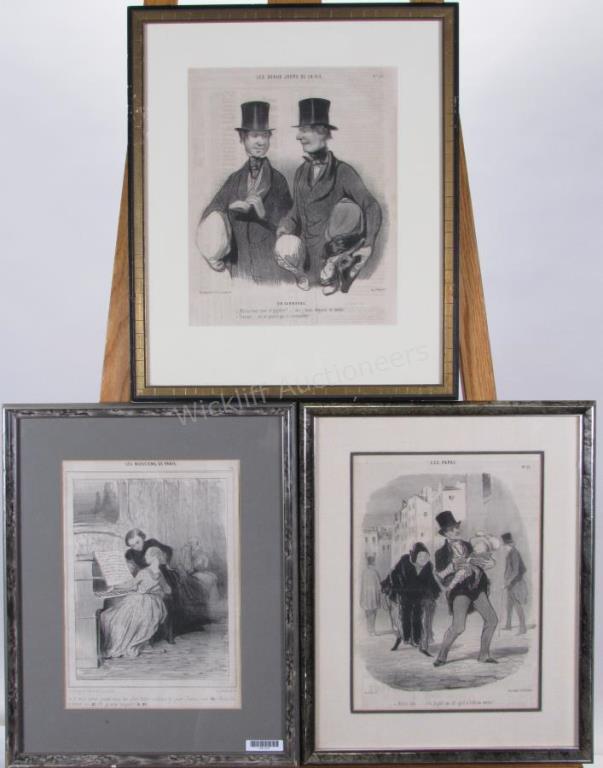 Appraisal: Three framed prints by Honore Daumier France - including Les