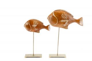 Appraisal: Pair of MCM Sarreid Carved Wood Fish Sculptures Sarreid Ltd