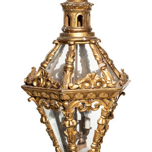 Appraisal: A Continental Giltwood Lantern Late th Early th Century Height