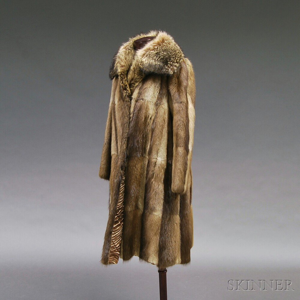 Appraisal: Three-quarter-length Lady's Mink Coat unlabeled the patchwork-style multicolored coat with