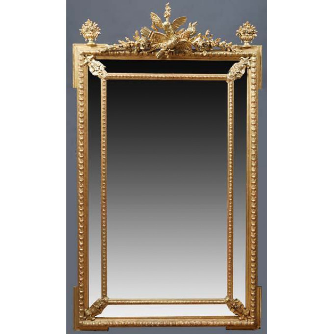 Appraisal: French Gilt and Gesso Louis XVI Style Overmantel Cushion Mirror