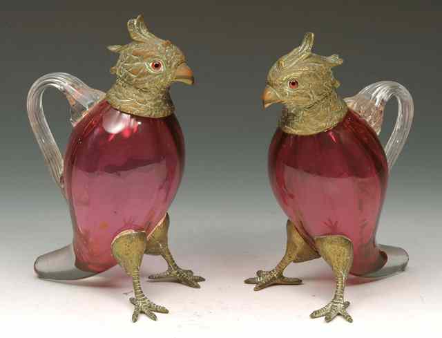 Appraisal: A PAIR OF CRANBERRY GLASS SCENT BOTTLES each in the