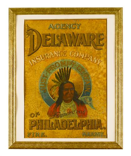 Appraisal: piece Painted Metal Advertising Sign Agency Delaware Insurance Company of