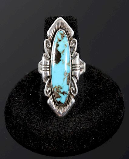 Appraisal: Navajo Sterling Silver and Turquoise Cocktail Ring For your consideration