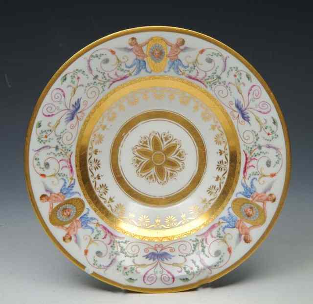 Appraisal: A VIENNA LARGE SAUCER or stand dated enamelled in colours