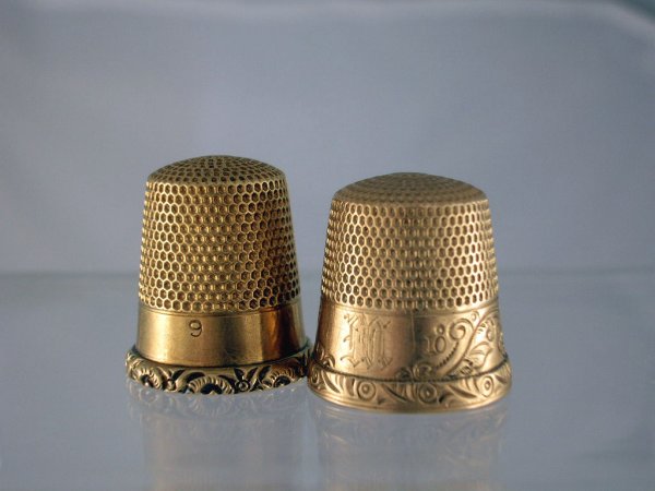 Appraisal: Two KMD K gold thimbles circa turn of the century