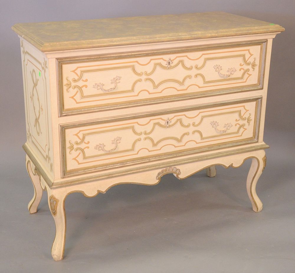 Appraisal: Two drawer Louis XV style commode with faux marble top