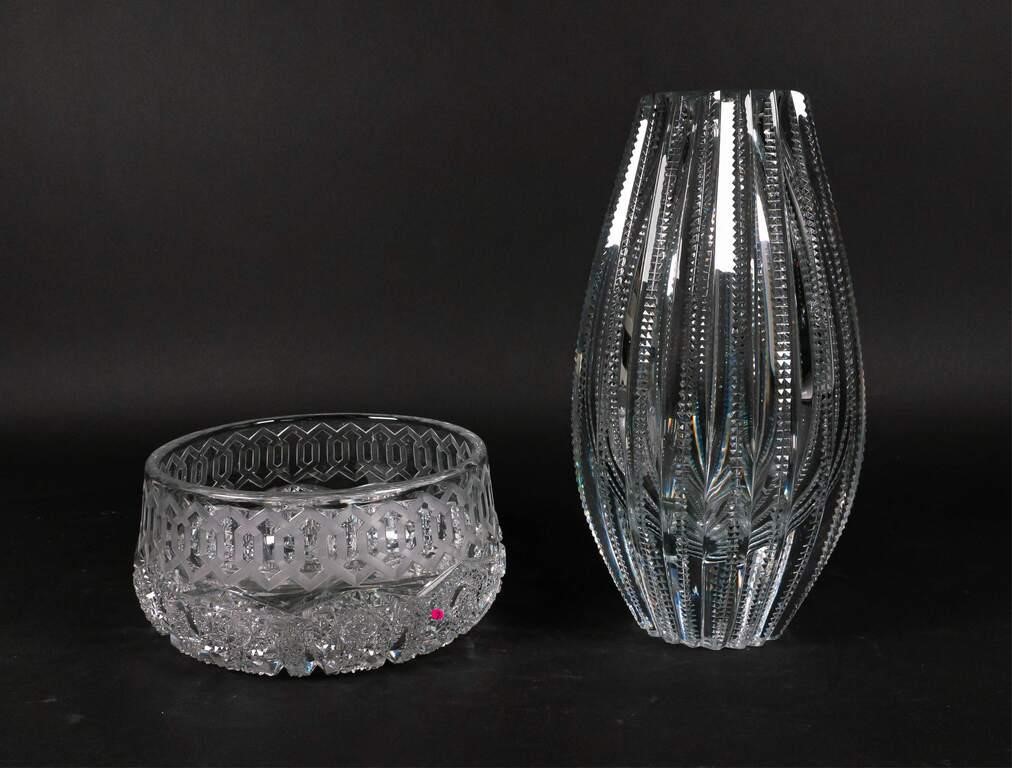 Appraisal: pieces cut glass Cut crystal vase marked on the underside