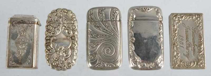 Appraisal: Lot of Match Safes Description Includes one Victorian silver match