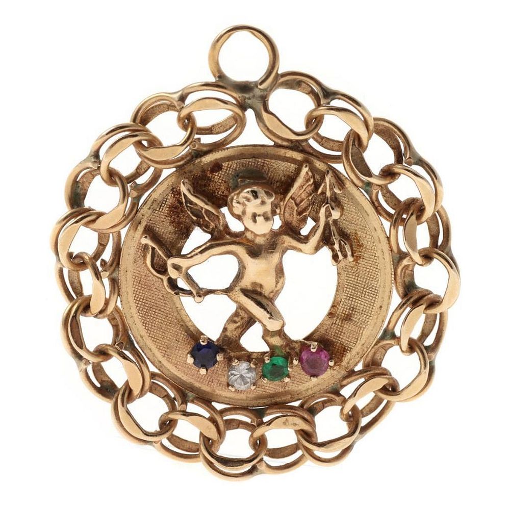 Appraisal: k gold and stone-set cupid charm weighing approximately grams