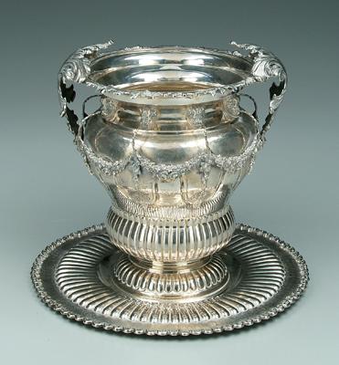 Appraisal: Continental silver wine cooler with under plate round bomb form