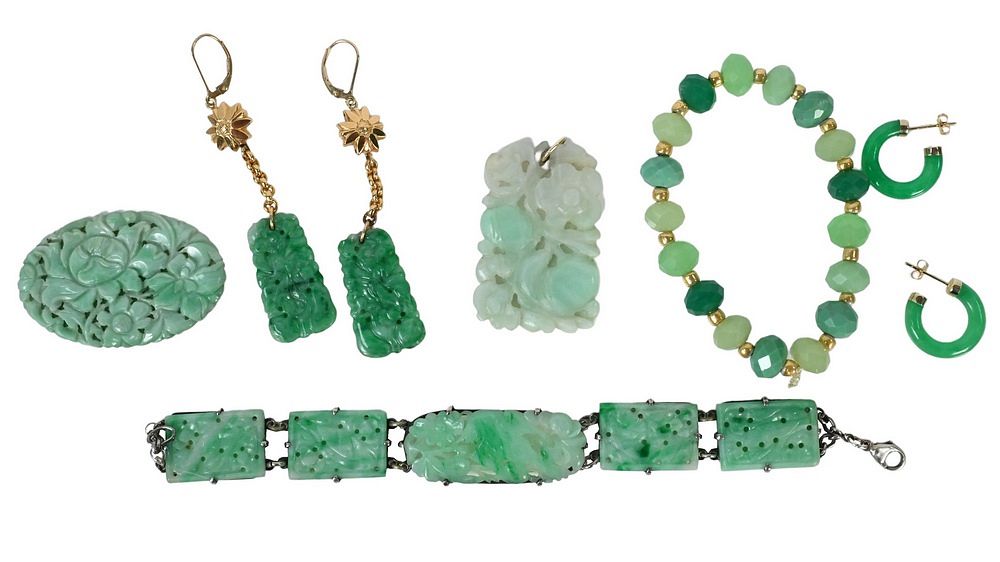 Appraisal: Six Piece Jade and Jadeite to include two pairs of