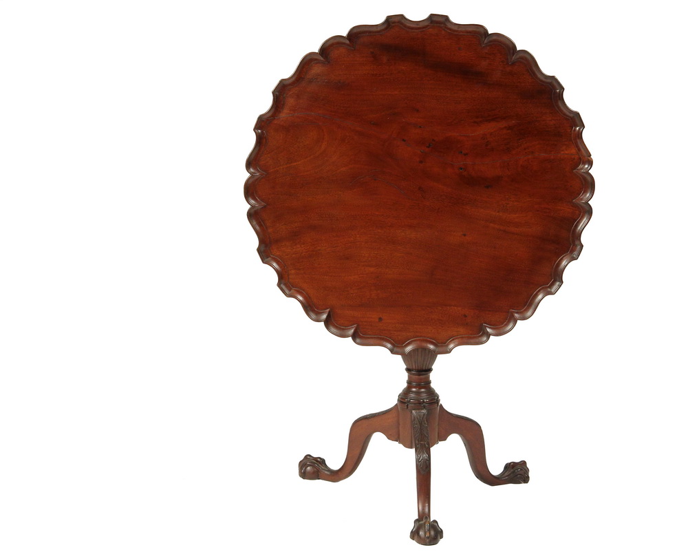 Appraisal: TILT-TOP TEA TABLE - Chippendale Mahogany Table with Piecrust Tilt-Top