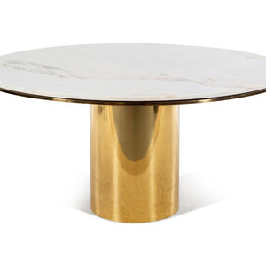 Appraisal: A Brueton Polished Bronze Marble-Top Anello Dining Table New York