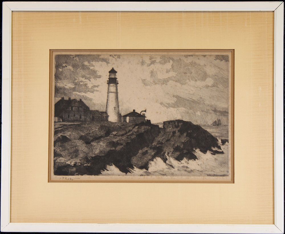 Appraisal: Josiah Tubby Maine - Josiah Tubby Maine - Etching of