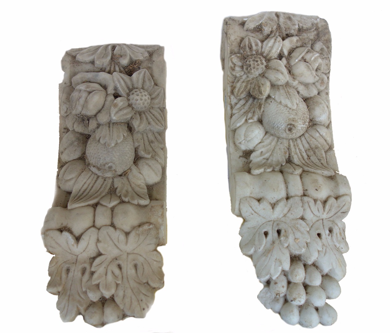 Appraisal: Two pairs of carved marble corbels and one further each