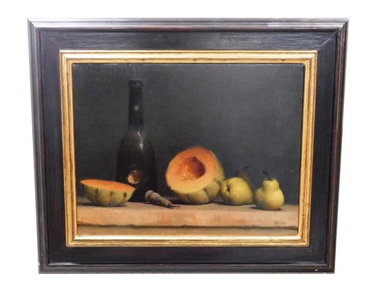 Appraisal: Hunter Eddy American b Melon and Pears oil on canvas