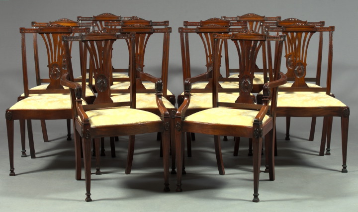 Appraisal: Suite of Twelve English Mahogany Dining Chairs consisting of two