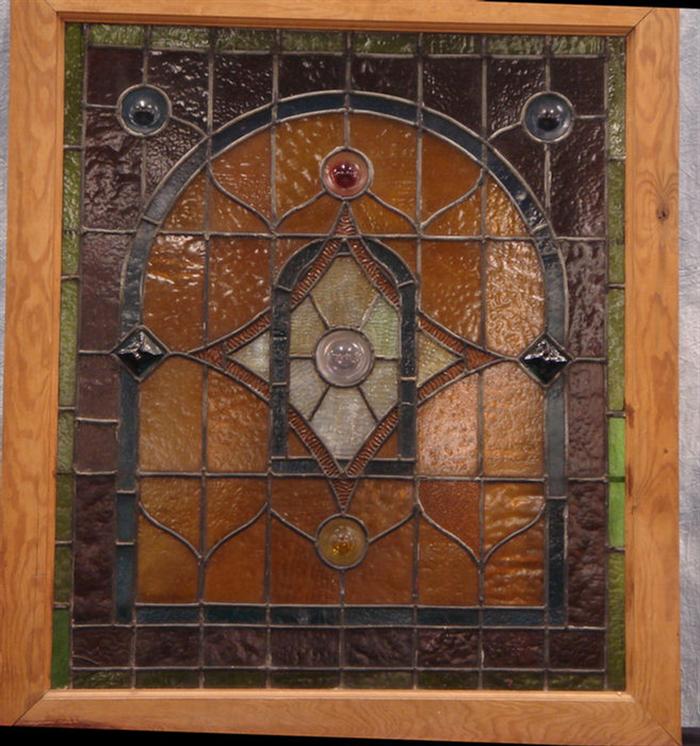 Appraisal: Stained glass window geometric pattern with diamond center x Estimate