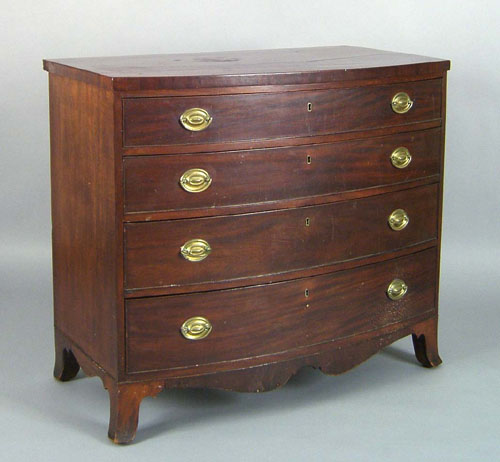 Appraisal: Pennsylvania Federal mahogany bowfront chest ca with drawers and French