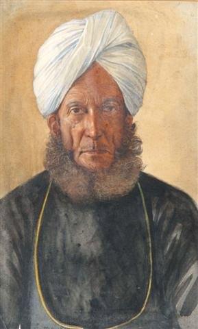 Appraisal: R W DEUSKARA head and shoulders portrait of a Indian