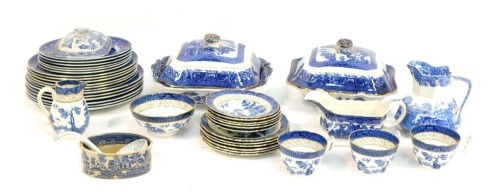 Appraisal: A group of blue and white pottery comprising three tureens